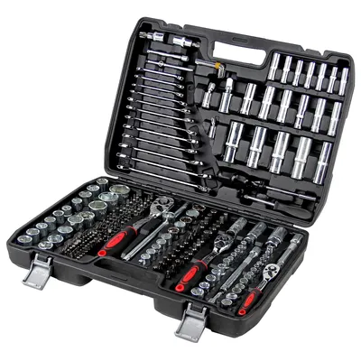 Produktbild von Steckschlüsselsatz, WALTER STAHL 215-teilig Werkzeug-Set Mit Steckdosen, Ratschen, Steckschlüssel und Bitsatz, Werkzeugkoffer