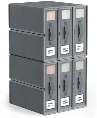 Image de Lot Azomor de 6 bacs de rangement pliables pour sous-lit, avec poignées et fenêtre