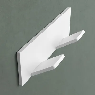 Produktbild von Mai & Mai Kleiderhaken ohne Bohren Wandgarderobe Wandhaken aus Edelstahl mit 2 Haken Garderobenleiste Garderobenhaken 81mm Matt weiß Stalo-02