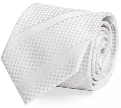 Produktbild von Fabio Farini - 1 Stück verschiedenfarbige Helle Herren Schlips in 8cm Breit (8cm), Weiß Struktur Kariert - Kristallweiß