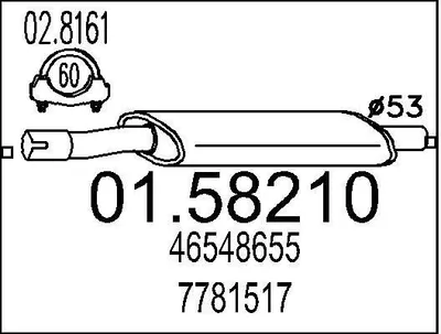 Produktbild von MTS 01.58210 Mittelschalldämpfer Schalldämpfer für FIAT BARCHETTA (183)