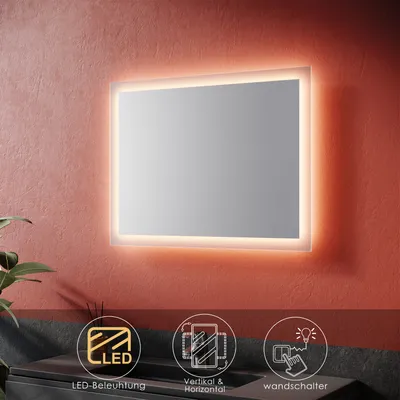 Obrázok produktu pre SONNI 80x60cm kúpeľňové zrkadlo s LED osvetlením Osvetlené kúpeľňové zrkadlo Nástenné zrkadlo