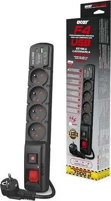 Image de Surge Protector Acar F4 Usb A+C 5M 4X French Pd