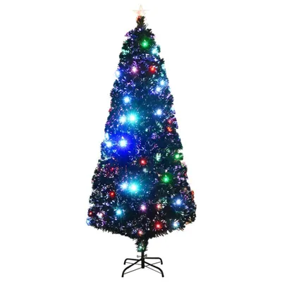 Produktbild von vidaXL Vorbeleuchteter Weihnachtsbaum mit Ständer und LED 210 cm Glasfaser