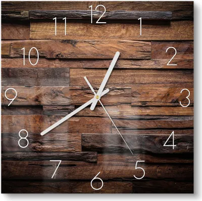 Produktbild von DEQORI Glasuhr 30x30 cm Zahlen 'Unebene Bretterwand' Wanduhr Glas Uhr Design leise