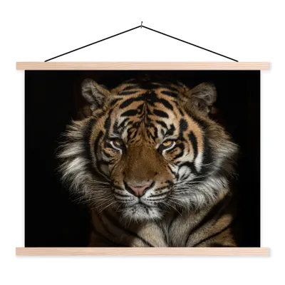 Produktbild von MuchoWow® Textilposter Tiger - Wilde Tiere - Porträt 40x30 cm mit holzfarbenen Rahmen - Bilder