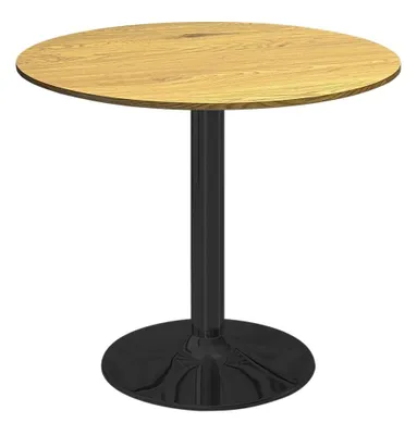 Produktbild von Runder Esstisch VICTORY 70 cm – Dark Wood Smoke, moderner Küchentisch mit Metallfuß, skandinavisches Design