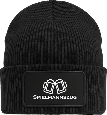 Produktbild von Huuraa Beanie Spielmannszug Schützenfest Black doppellagige Polyacryl Mütze mit Patch Geschenkidee