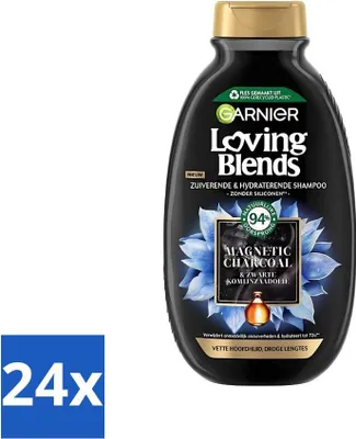 Image de Shampooing magnétique au charbon Garnier Loving Blends 300 ml - Pack avantage - 24 pièces