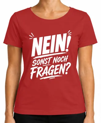 Productafbeelding van Nee! Nog andere vragen? Grappig, sarcastisch, vintage, ironisch dames T-shirt, rood, maat L