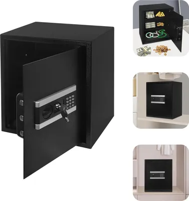 Produktbild von Stahltresor - Digitaler Sicherheitssafe mit Tastatur - 38×31×45 cm - Einwurftresor für Bargeld und Dokumente - Für Zuhause Büro Hotel - Schwarz