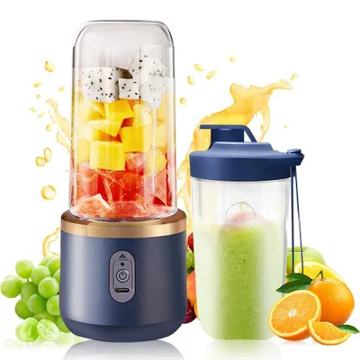 Tragbarer Mixer 400 ml USB-wiederaufladbar Smoothie Maker 6 Klingen Blau