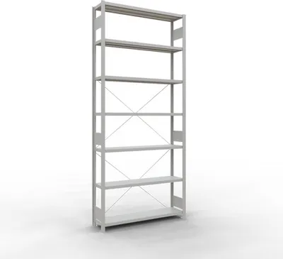 Produktbild von Schulte Fachbodenregal MULTIplus250 Stecksystem | Grundregal | HxBxT 300x130x30cm | 7 Ebenen | Fachlast 250kg | Lichtgrau