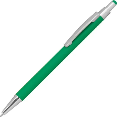 Produktbild von 10 Touchpen Kugelschreiber aus Metall / gummiert / Farbe: grün