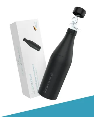 Produktbild von SodaNature® Premium 700ml Edelstahl Flasche für SodaStream Crystal | Zum Sprudeln geeignet, spülmaschinenfest & auslaufsicher | Zubehör für unterwegs inkl. edler Geschenkverpackung (Anthrazit)