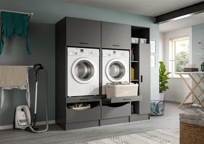 Produktbild von xonox.home Free Waschmaschienenumbau Set  (B/H/T: 183x195x68 cm) in anthrazit Nachbildung