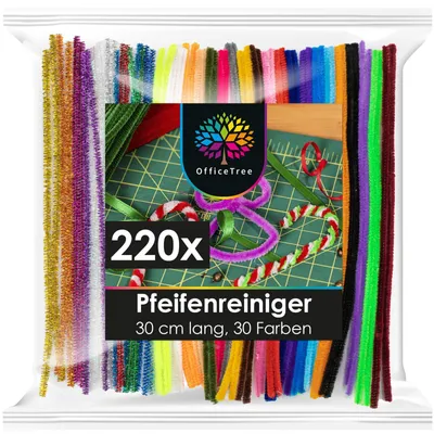 Produktbild von OfficeTree Basteln Pfeifenreiniger - 220 Pfeifenputzer 30 Farben inkl. Glitzerfarben (wp)