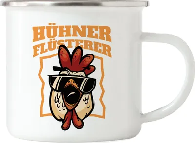 Produktbild von Hühner-Flüsterer Emaille Tasse Huhn Fans Hühnerhof Bauernhof Chicken Geschenkidee