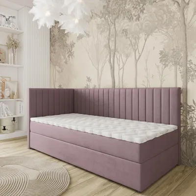 Produktbild von Masseno Boxspringbett ARIS 90x200 cm Komplett-Set mit Bonell Matratze und Topper, Polsterbett mit Bettkästen -Rosa, KRONOS 27