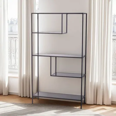Produktbild von riess-ambiente Industrial Bücherregal SLIM LINE 180cm anthrazit schwarz Metall vier Regalböden Regal Standregal Dekoregal