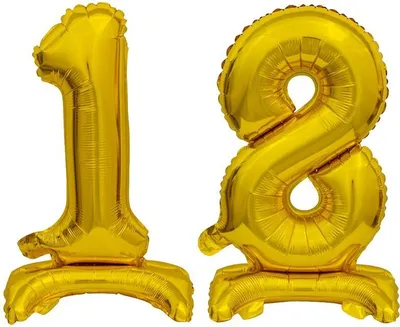 Produktbild von Stehender Folienballon Zahl 18 gold 38 cm 18. Geburtstag