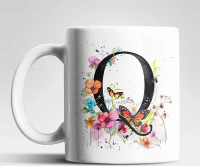 Produktbild von Name A bis Z Blumen Schmetterlinge Kaffeetasse Teetasse Tasse Geschenkidee – Q