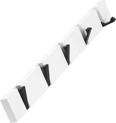 Obrázok produktu pre YunNasi, závesná lišta na stenu, drevená, s 5 háčikmi, skladacia, biela, 42 cm
