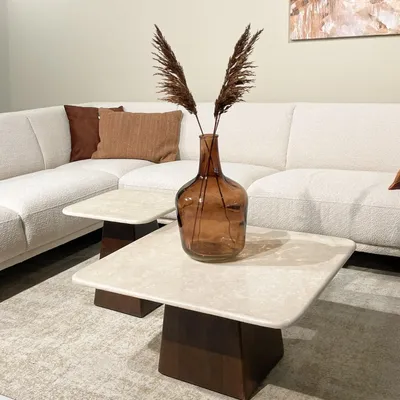 Productafbeelding van Livingfurn Salontafel Brix Bottecino Mango Vierkant 75cm