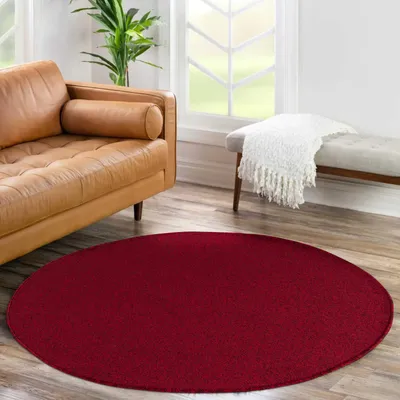 Produktbild von Homebyhome Teppich Wohnzimmer Kurzflor Uni Design, Pflegeleicht & Modern, Für Schlafzimmer Flur, Grösse: 120 cm Rund