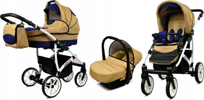 Obrázok produktu pre BabyLux® Largo | Kočík 3v1 Set | Coffe Sailor Blue | Kombinovaný kočík | Súprava kočíka |