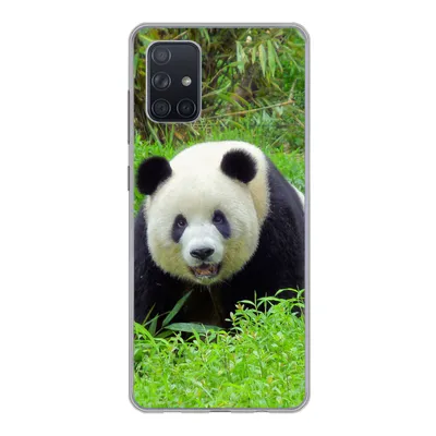 Produktbild von MuchoWow® Handyhülle Schutzhülle Hülle für Samsung Galaxy A51 Panda - Gras - Tier Silikon Softcase Handy Hülle - Schutzabdeckung
