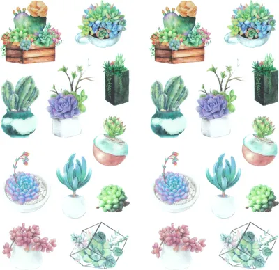 Produktbild von Oblique Unique 22 Kakteen Sticker Blumen Kaktus Aufkleber Vintage Küche Dekoration Scrapbooking Kinder Basteln