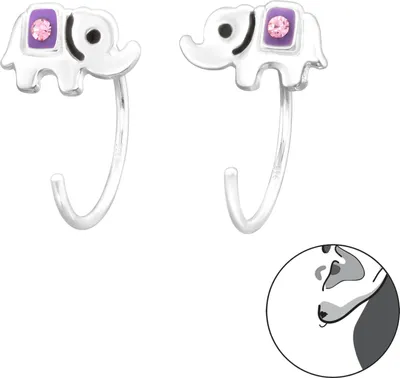 Produktbild von Kinder Ohrringe Ohrstecker 925 Sterling Silber Durchzieher Elefant mit Kristall