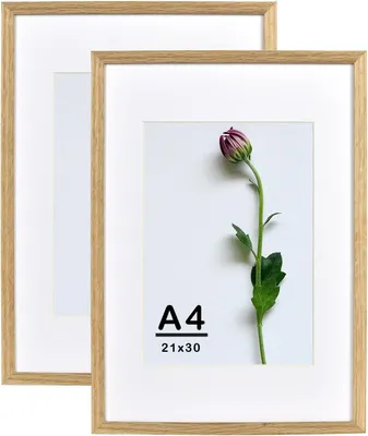 Obrázek produktu pro Rám na obrázky formátu A4 (21 x 30 cm), dřevěný, s rámečkem pro formát A5 (15 x 21 cm), sada 2 kusů, možnost zavěšení nebo postavení