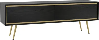Produktbild von TV-Schrank TORI TR-02 mit 2 Türen Fernsehschrank 150 cm Fernsehtisch Lowboard Wohnzimmer Schrank Grifflos SoftClose Push-to-Open Modern (Graphitschwarz)