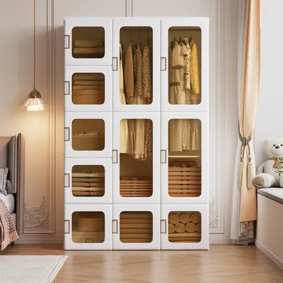 Obrázok produktu pre Skriňa ProximaX, 104x170 cm, s 15 priehradkami, 11 dvierkami a 2 tyčami na vešanie