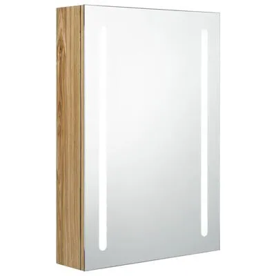 Produktbild von ZMH LED-Bad-Spiegelschrank Eichenoptik Badezimmerschrank mit LED-Beleuchtung Melamin Beschichtung und USB Anschluss 50x13x70 cm