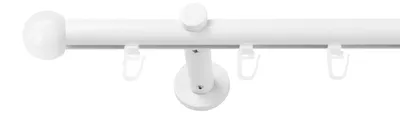 Produktbild von SN Deco Gardinenstange Innenlauf Straßburg, 19 mm, 1-läufig, Stahl, Komplett-Set mit Ringen, Profilträger, 200 cm, weiß