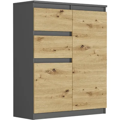 Obrázok produktu pre Komoda 98 cm, 2 dvere, 2 zásuvky, skrinka FRAMIRE S-2, antracitový mix artisan