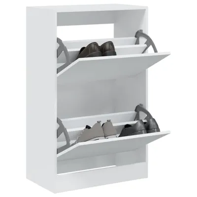 Image de vidaXL Armoire à chaussures blanche 60x34x96,5 cm Bois composite