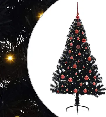 Obrázok produktu pre vidaXL Umelý predsvietený vianočný stromček čierny 150 cm PVC