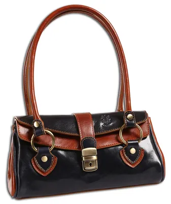 Imagen del producto de Bolso de hombro de cuero para mujer, marca Toscanto, en color azul oscuro o marrón, modelo OTT881SB6
