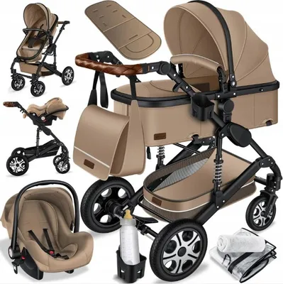 Produktbild von KESSER® Loops Kinderwagen 4 in 1 Kombikinderwagen Komplett-Set auch als Buggy für Kinder bis 4 Jahre inkl. Babywanne, Babyschale + Fußsack, Korb, Wickeltasche, Regen- & Insektenschutz & Flaschenhalter