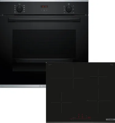 Produktbild von Bosch Einbau-Backofen-Set, HBA234BB3 + HEZ538000 + PIF63KHC1E, Einbau-Backofen, Induktionskochfeld, Clip-Auszug HBDPAL363