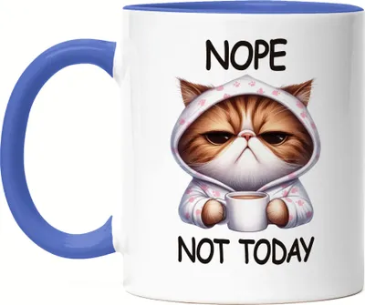 Produktbild von Nope Not Today Tasse Blau Katze Lustig Süß Geschenkidee für Morgenmuffel