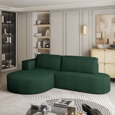 Produktbild von Masseno Ecksofa CORTIO P L-S mit Schlaffunktion L-Form, Sofa mit Bettkasten, Wohnzimmersofa, Couch, Soffa, Bettsofa, Couchgarnitur- Grün, POSO 14