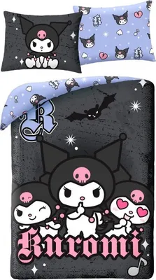 Produktbild von Kuromi Bettbezug 140x200 cm - 70x90 cm - Schwarz Polyester