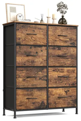 Produktbild von Aktenschrank - Schubladenschrank mit 8 Schubladen - Stahlrahmen & MDF - Für Büro - Selbstmontage - Dunkelkhaki