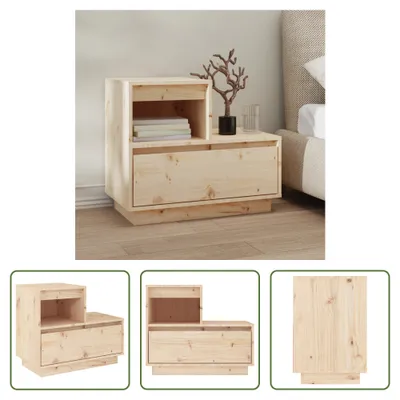 Produktbild von The Living Store Nachttisch 60x34x51 cm Massivholz Kiefer