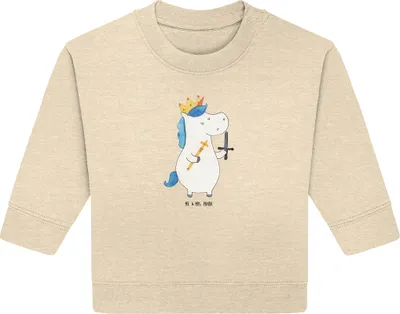 Produktbild von Mr. & Mrs. Panda Organic Baby Pullover Einhorn König mit Schwert 6. - 12. Monat - Natural Raw - Geschenk, Unicorn, Einhörner, Bullover, Mittelalter, Ritter